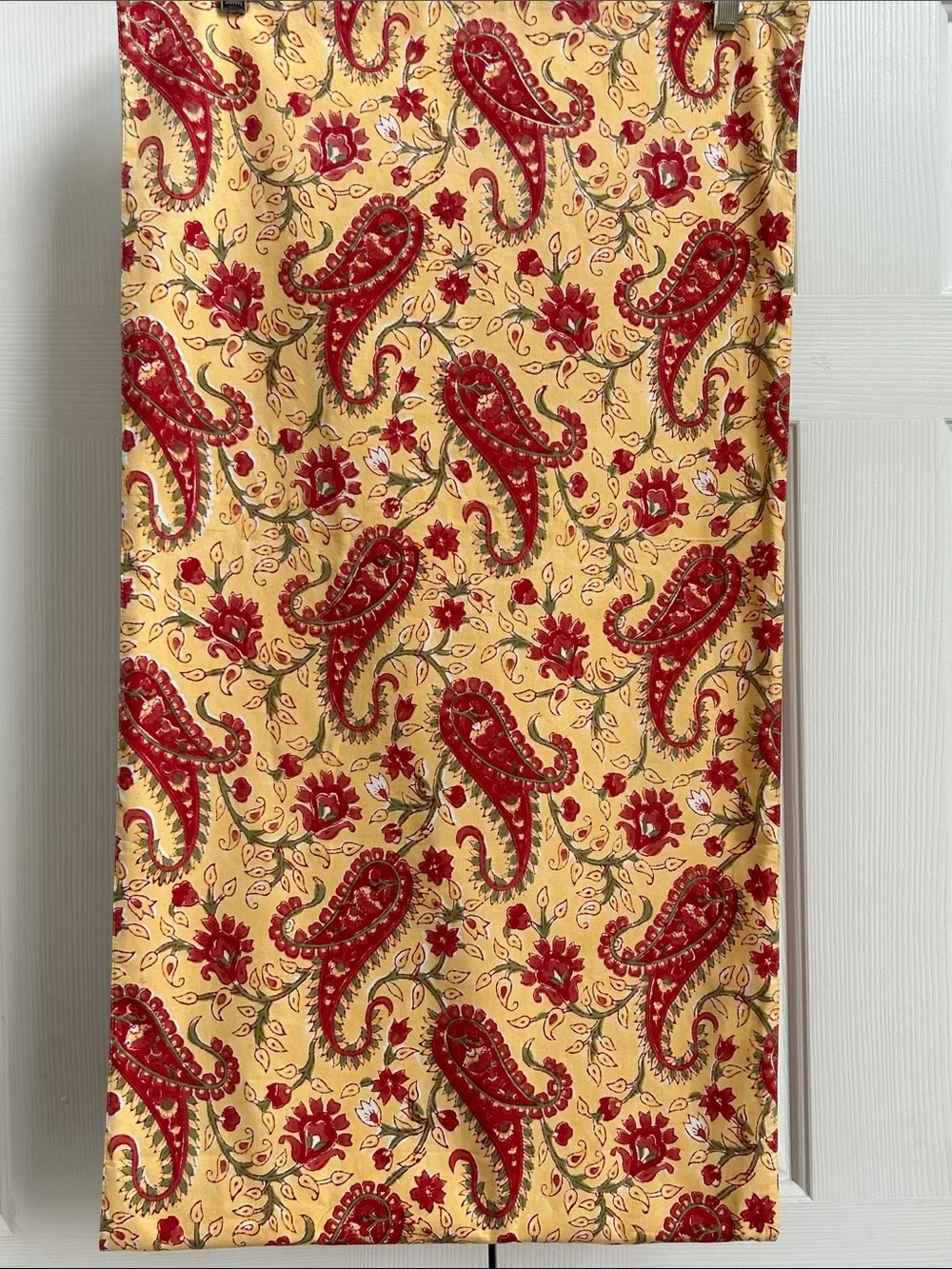 Pottery Barn Yellow and Red Paisley Table Runner 18”x90”